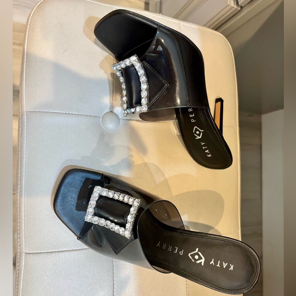 Katy Perry Collections Black Sandals with Silver Buckle